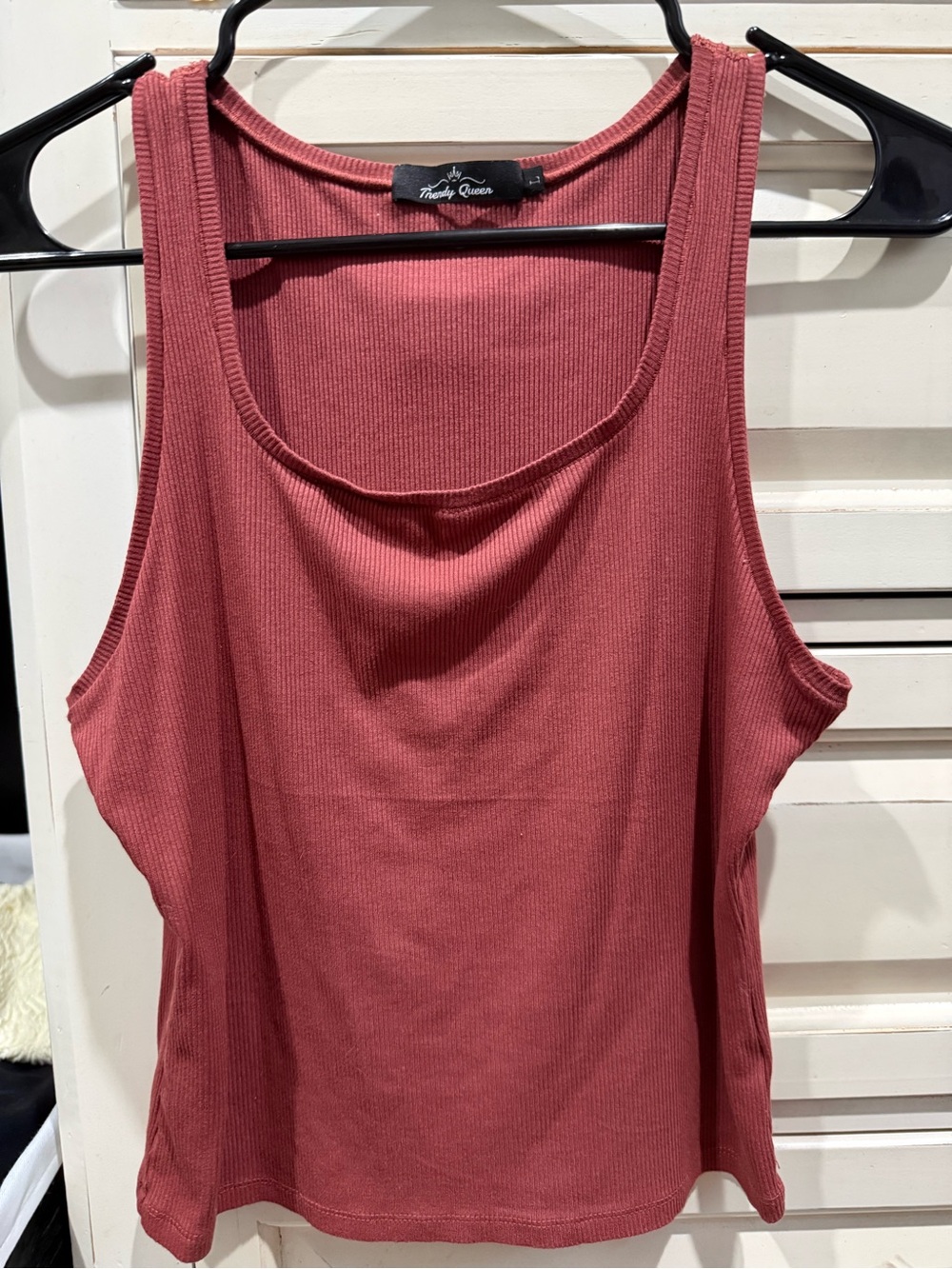 Trendy Queen Ribbed Tank Top in Dusty Rose
